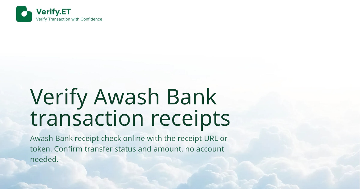 Verify Awash Bank transaction receipts